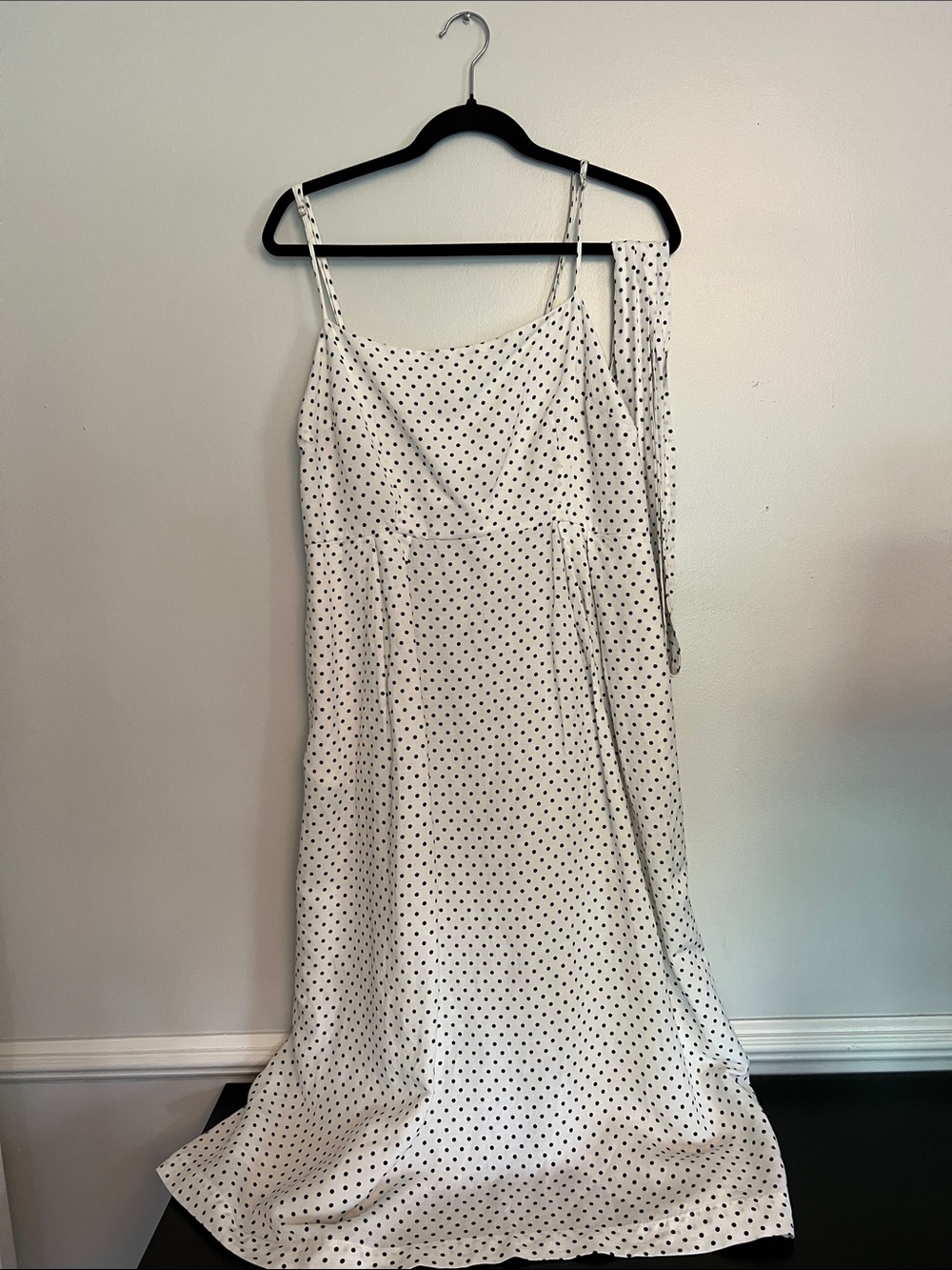 Kate Spade X Target White Polka Dot Midi Slip Dress with matching waist tie
